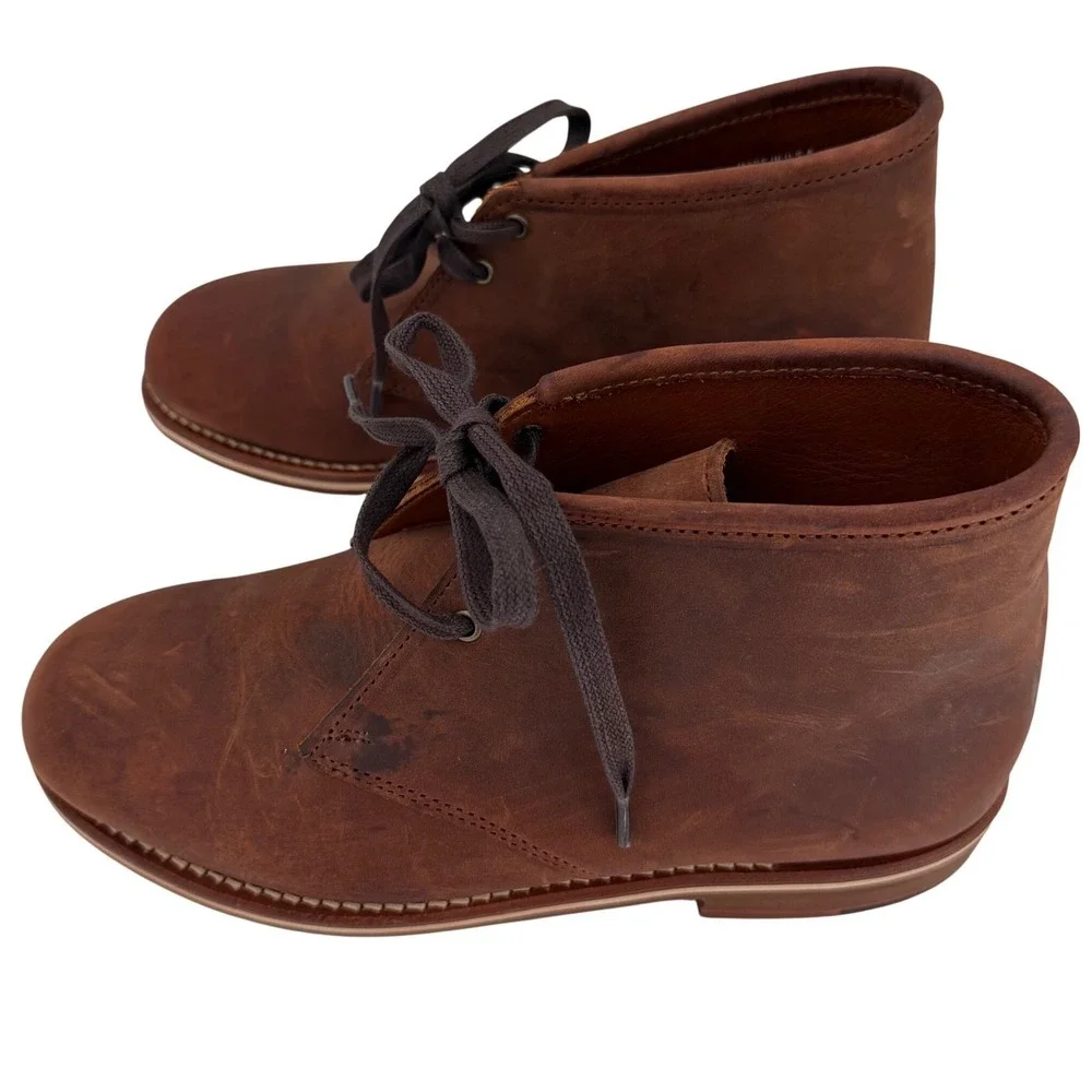 HELM USA Made Pull Up Leather Chukka Boots‎ Brown Heritage Quiet Luxury Mens 7D